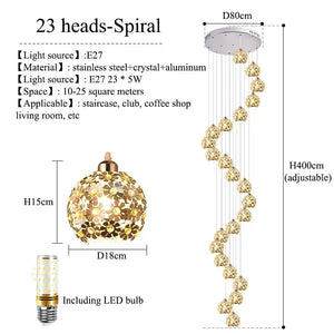 Modern Stainless Steel Petal Chandelier for Staircase - Chandeliers