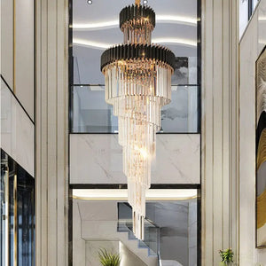 Olivia Crystal Modern Stair Chandelier Seus Lighting