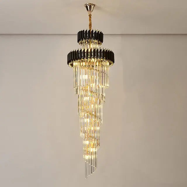 Olivia Crystal Modern Stair Chandelier Seus Lighting