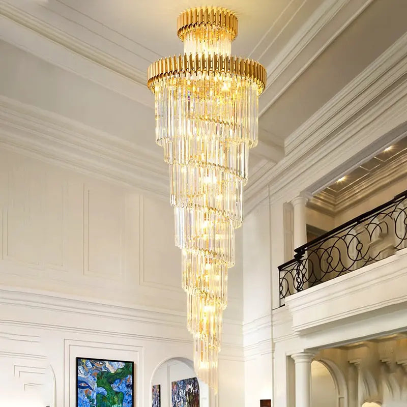 Olivia Crystal Modern Stair Chandelier Seus Lighting