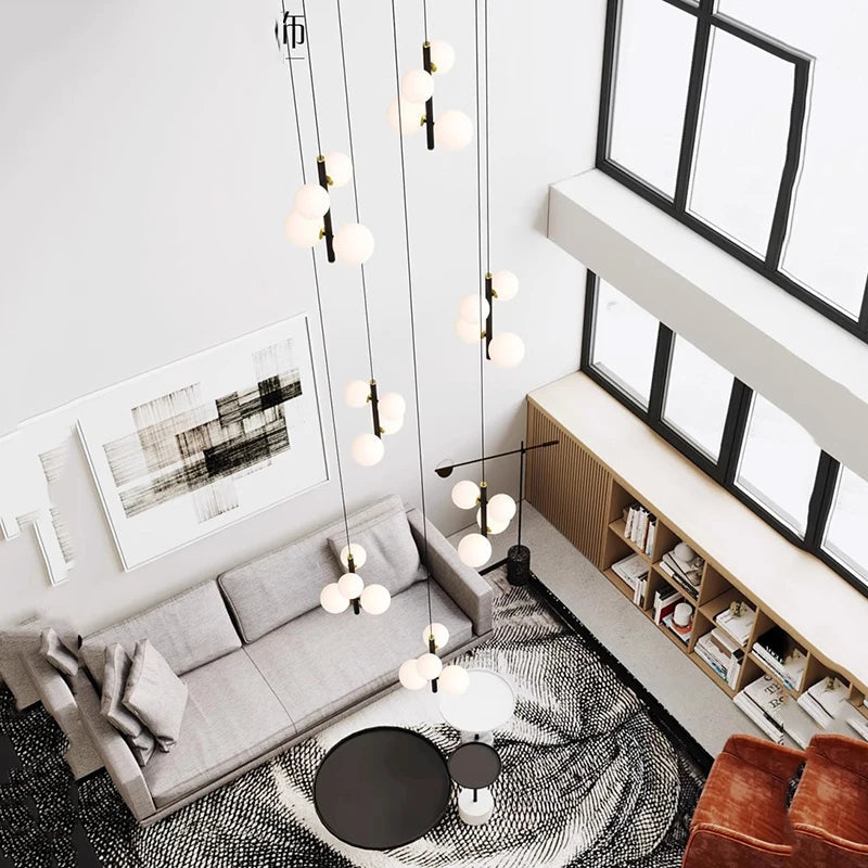 Opal Globe Staircase Pendant Light  Seus Lighting