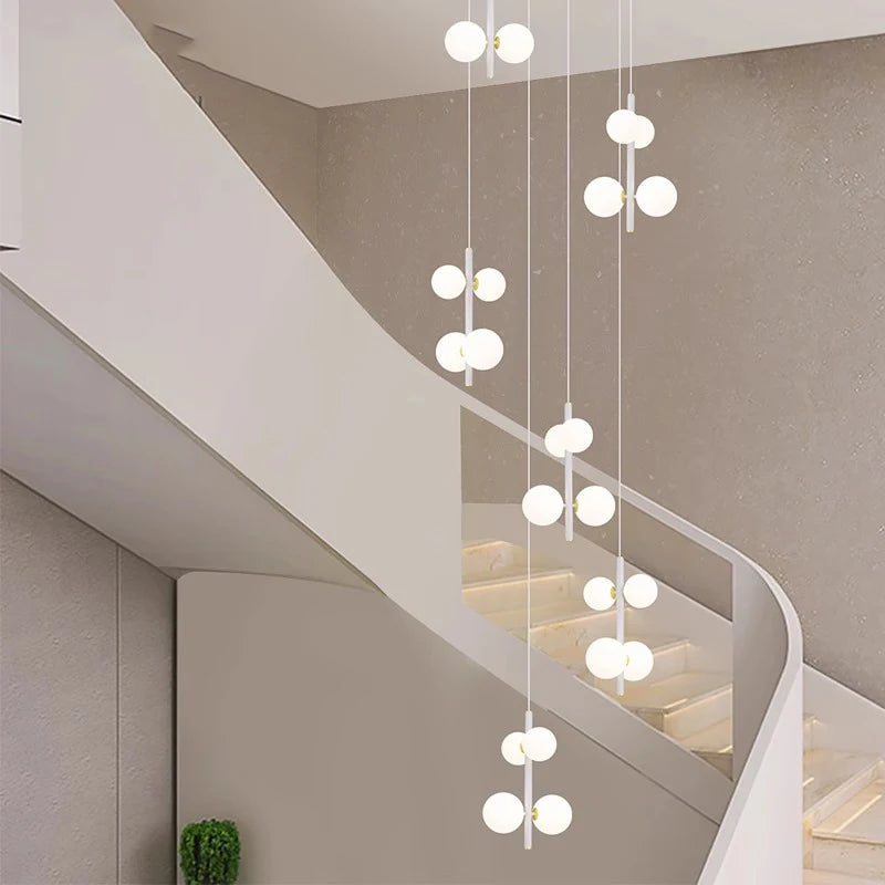 Opal Globe Staircase Pendant Light  Seus Lighting