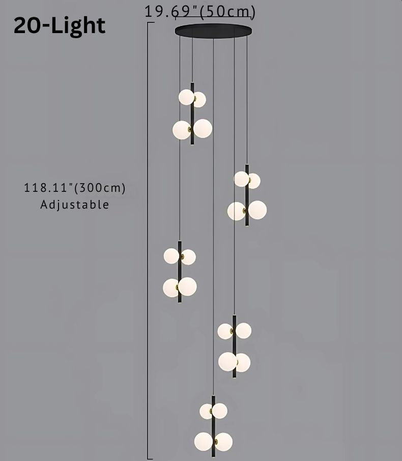 Opal Globe Staircase Pendant Light  Seus Lighting