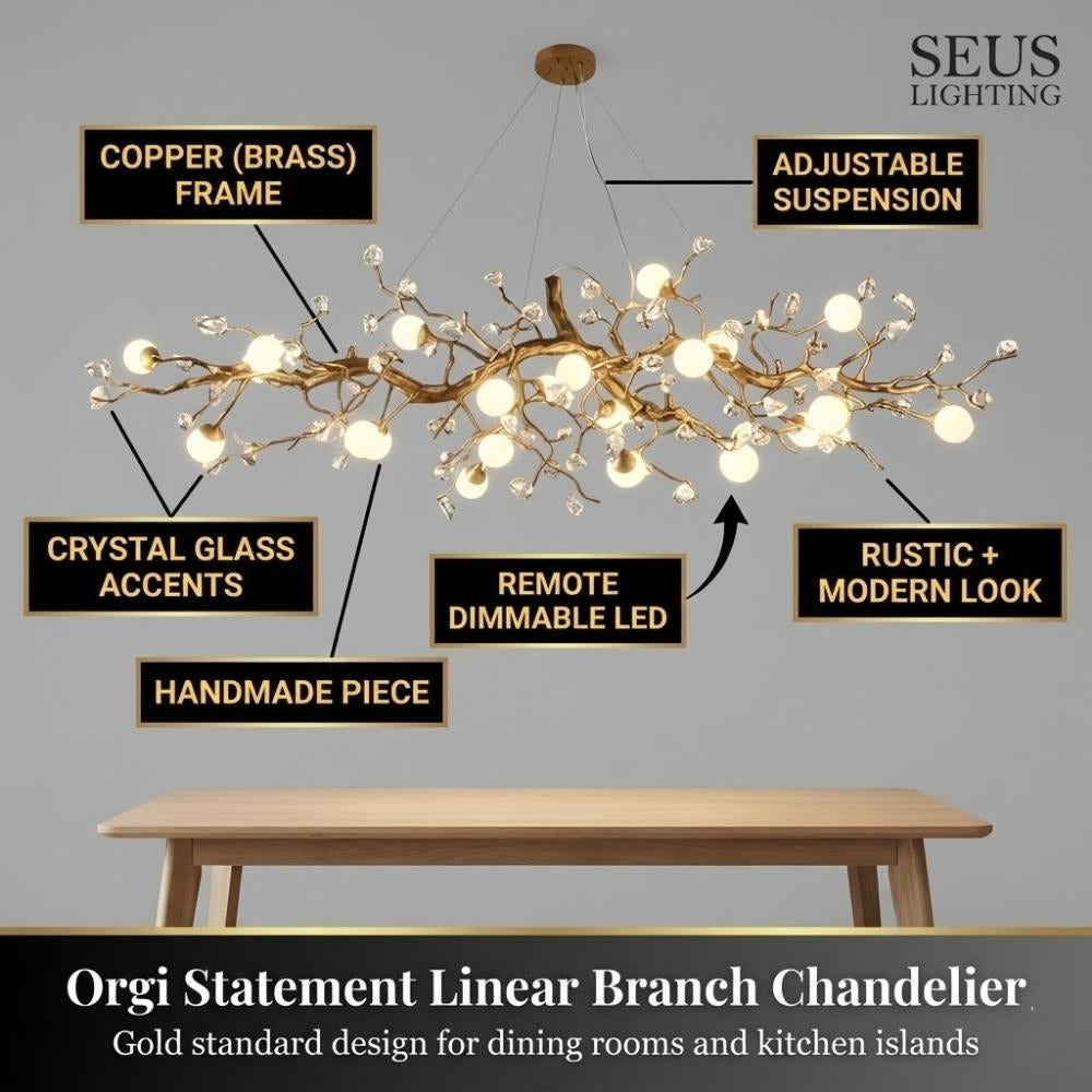 Orgi Statement Linear Branch Chandelier  Seus Lighting