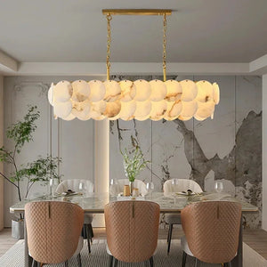 Ovela Linear Alabaster Chandelier  Seus Lighting