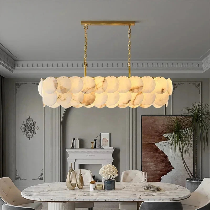 Ovela Linear Alabaster Chandelier  Seus Lighting