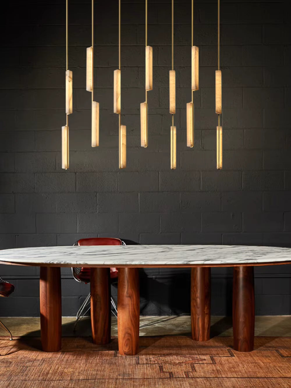 Palix Marble and Brass Chandelier  Seus Lighting