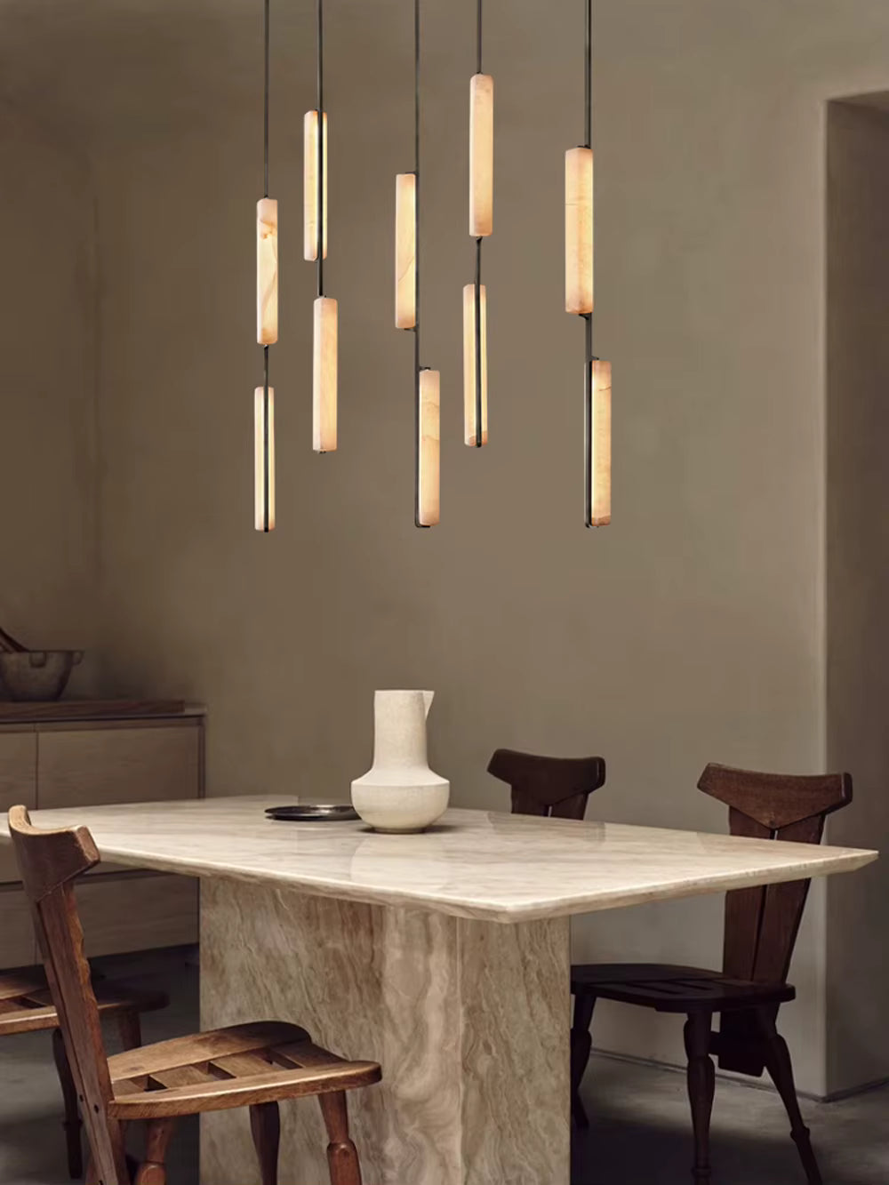 Palix Marble and Brass Chandelier  Seus Lighting
