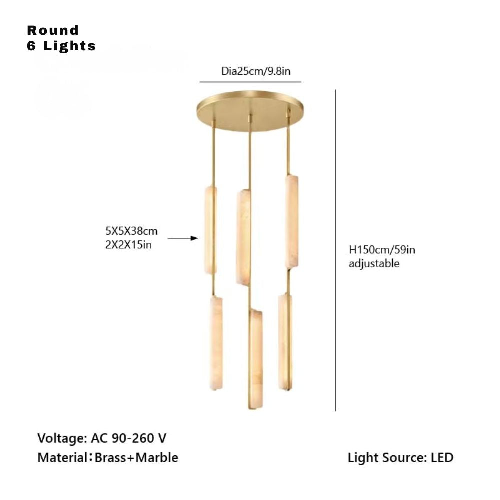 Palix Marble and Brass Chandelier  Seus Lighting