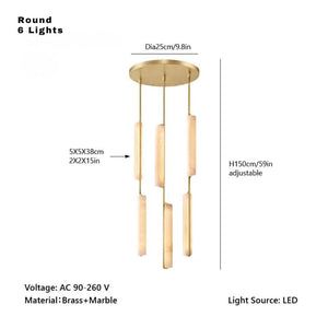 Palix Marble and Brass Chandelier  Seus Lighting