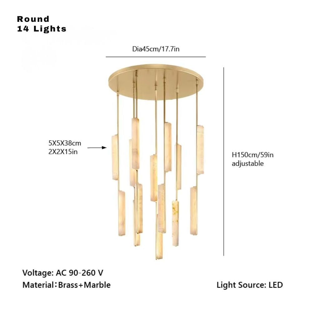 Palix Marble and Brass Chandelier  Seus Lighting