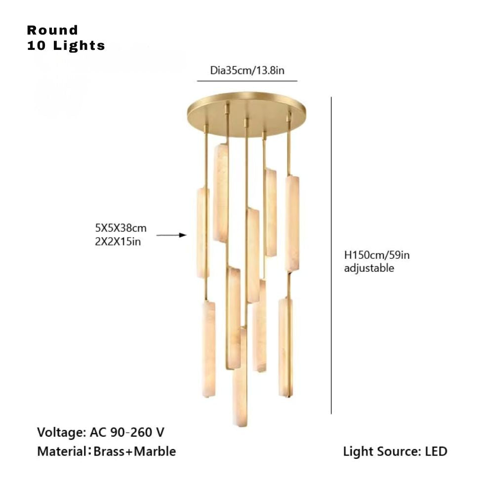 Palix Marble and Brass Chandelier  Seus Lighting