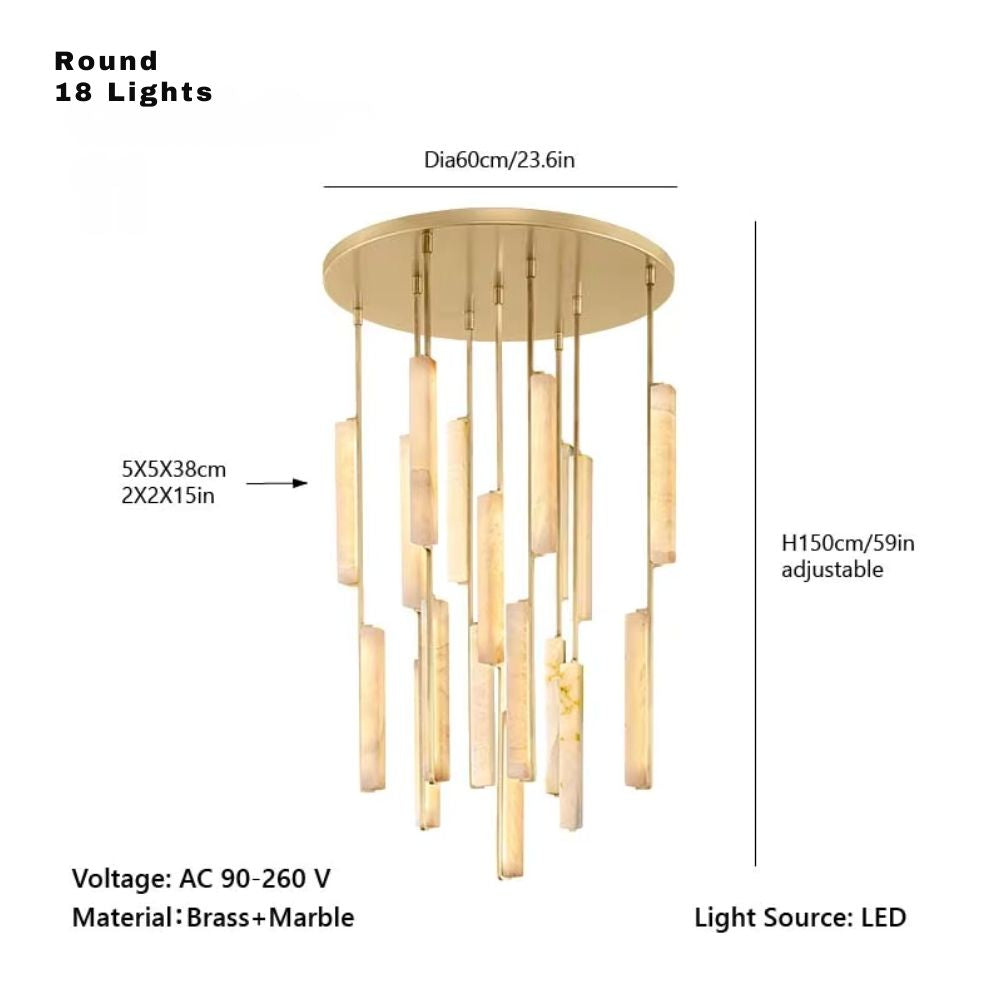 Palix Marble and Brass Chandelier  Seus Lighting