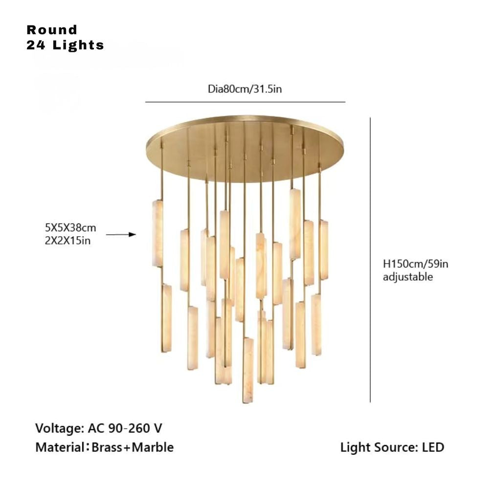 Palix Marble and Brass Chandelier  Seus Lighting