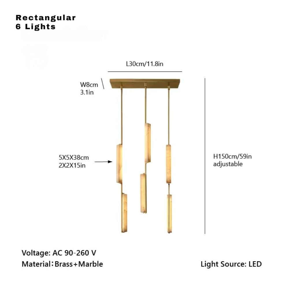 Palix Marble and Brass Chandelier  Seus Lighting