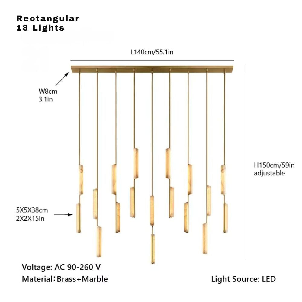 Palix Marble and Brass Chandelier  Seus Lighting