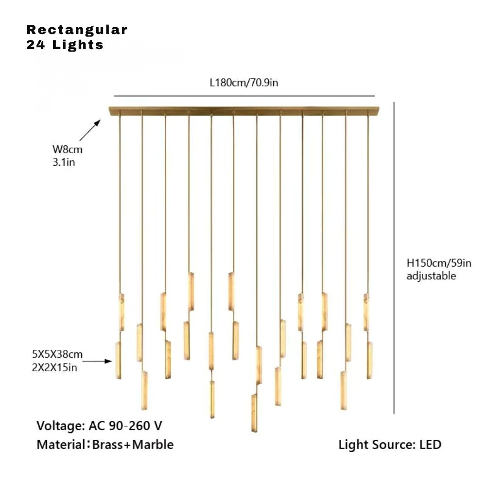 Palix Marble and Brass Chandelier  Seus Lighting