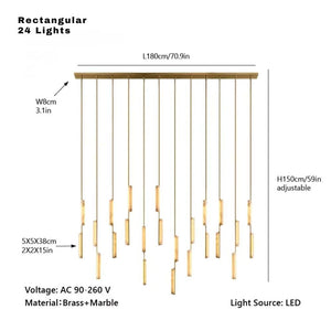 Palix Marble and Brass Chandelier  Seus Lighting