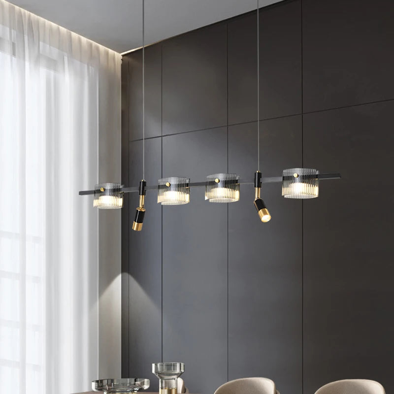 Peli Modern Linear Kitchen Island Chandelier Black&Gold  Seus Lighting