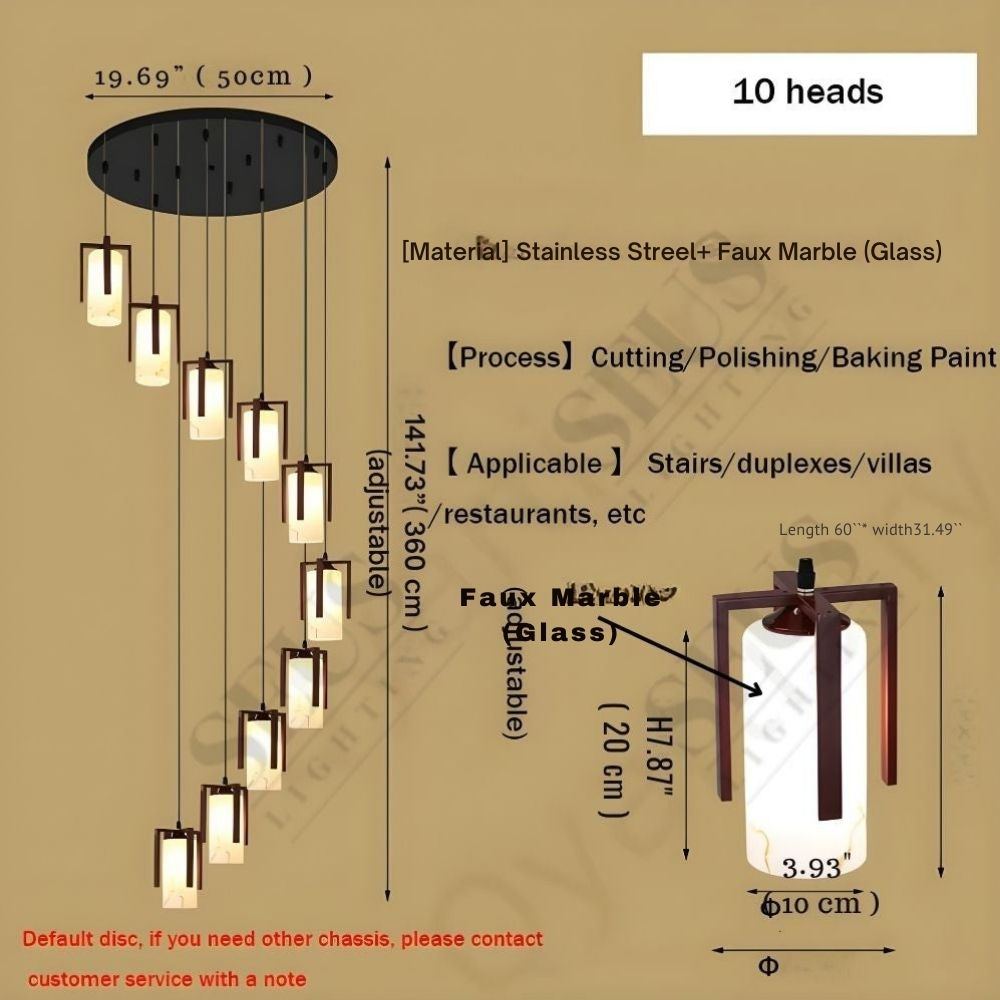 Polin Modern Faux Marble Stair Chandelier  Seus Lighting