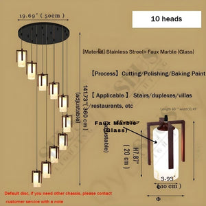 Polin Modern Faux Marble Stair Chandelier  Seus Lighting
