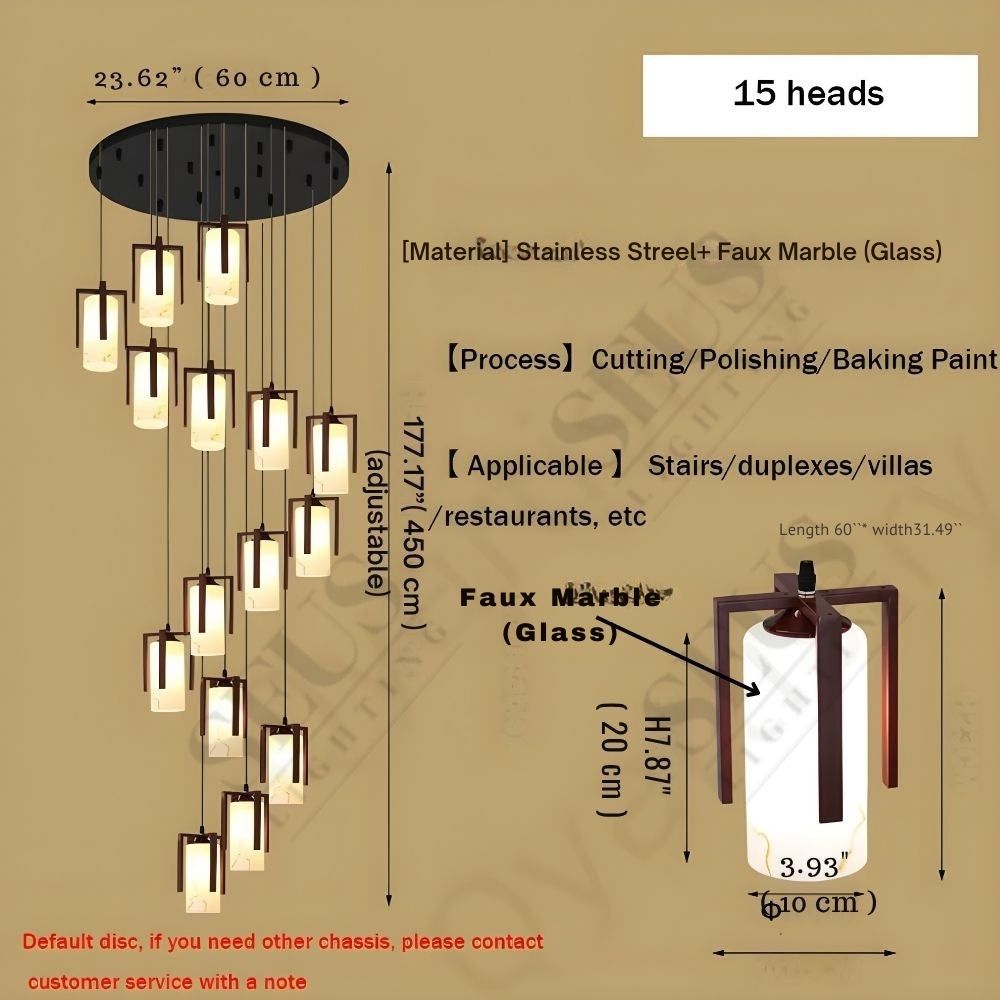 Polin Modern Faux Marble Stair Chandelier  Seus Lighting