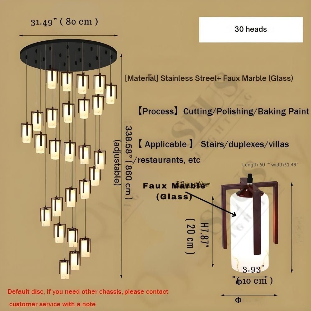 Polin Modern Faux Marble Stair Chandelier  Seus Lighting