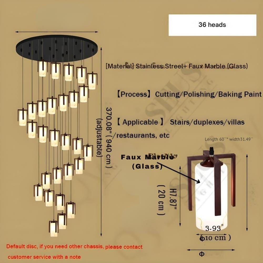 Polin Modern Faux Marble Stair Chandelier  Seus Lighting