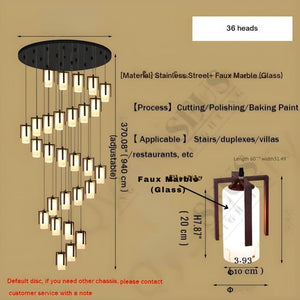 Polin Modern Faux Marble Stair Chandelier  Seus Lighting