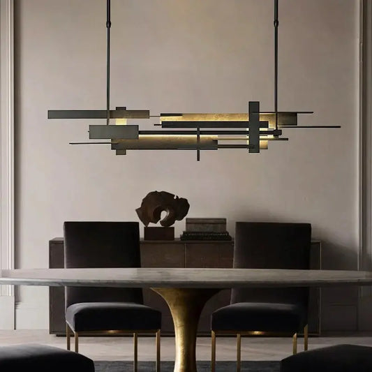 Postmodern Black Metal Chandelier  Seus Lighting