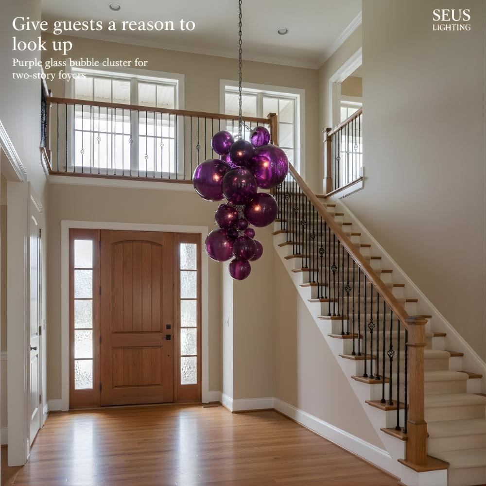 Vexo Modern Large Glass Bubble Chandelier | Foyer Light – Seus