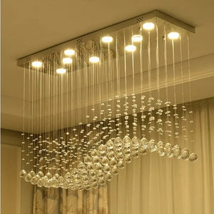 Raindrop Rectangular Crystal Chandelier For Dining Room - L23.62” (60cm) x W9.84”(25cm) H23.62”(60cm) - Chandeliers