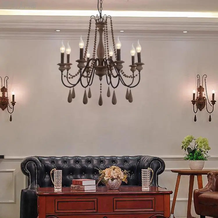 Rose Wooden Large Rustic Chandelier Seus Lighting