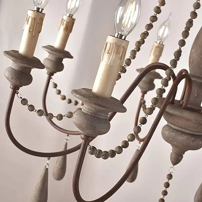 Rose Wooden Large Rustic Chandelier Seus Lighting