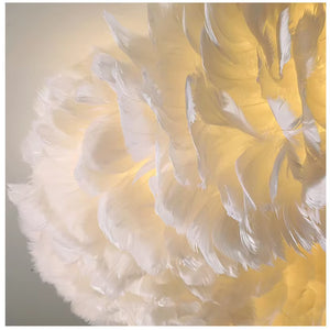 Round Feather Chandelier - White & Pink & Gray & Yellow  Seus Lighting