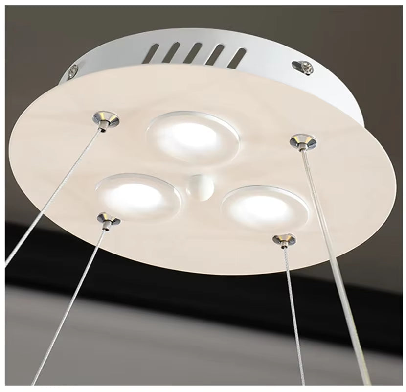 Round Feather Chandelier - White & Pink & Gray & Yellow  Seus Lighting