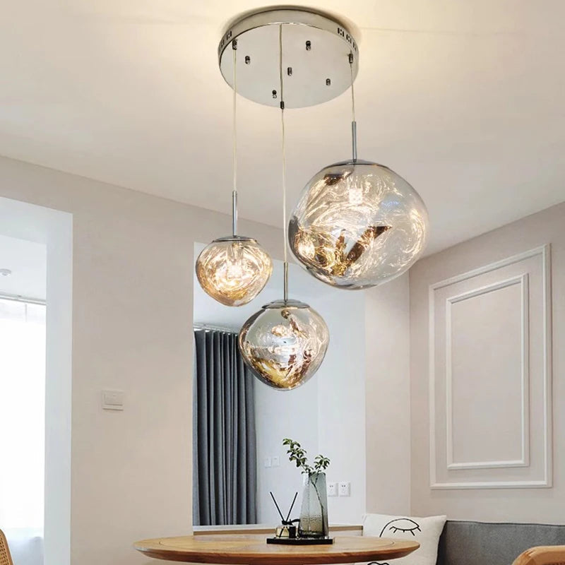 Ruby Contemporary Bubble Glass Pendant Chandelier  Seus Lighting