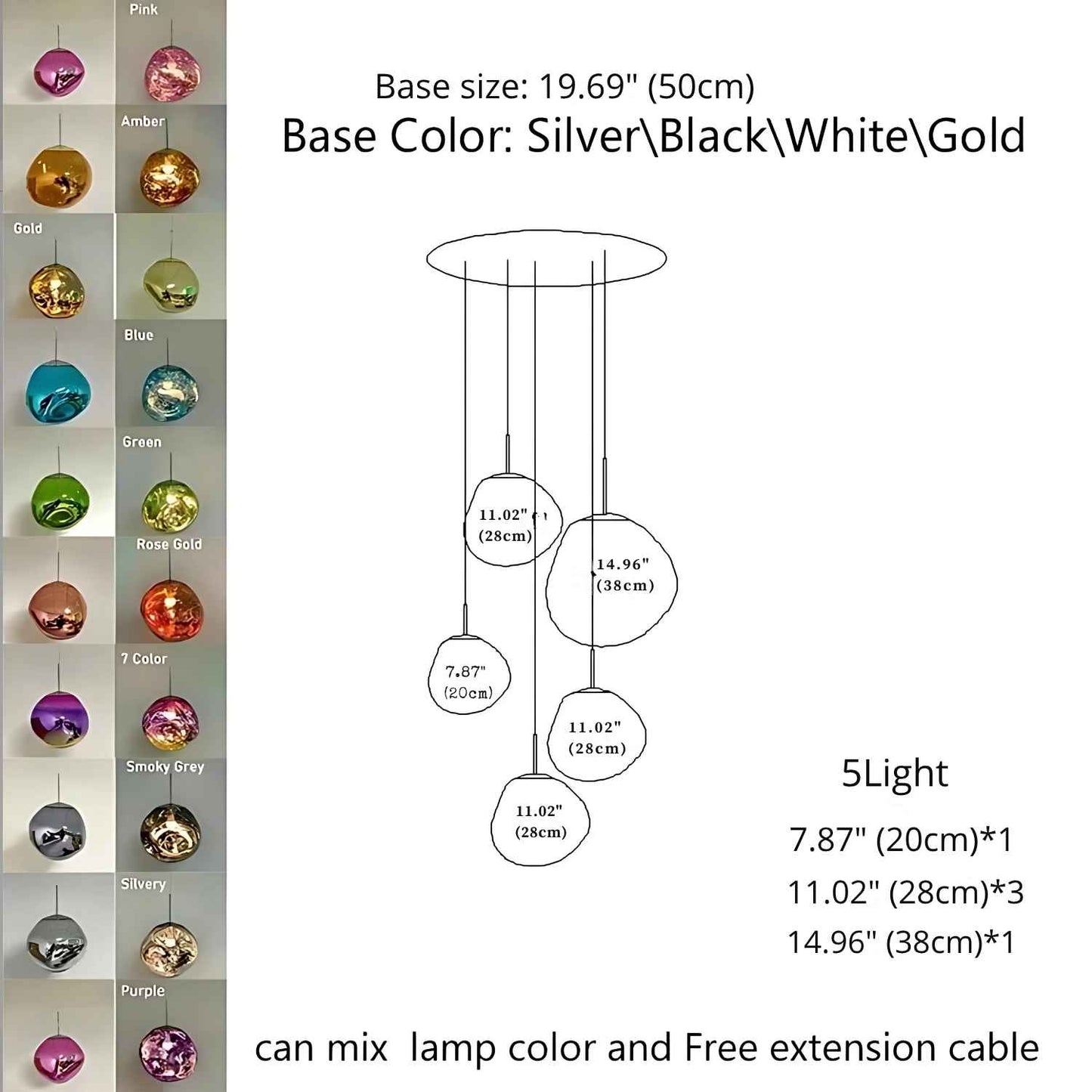 Ruby Contemporary Bubble Glass Pendant Chandelier  Seus Lighting