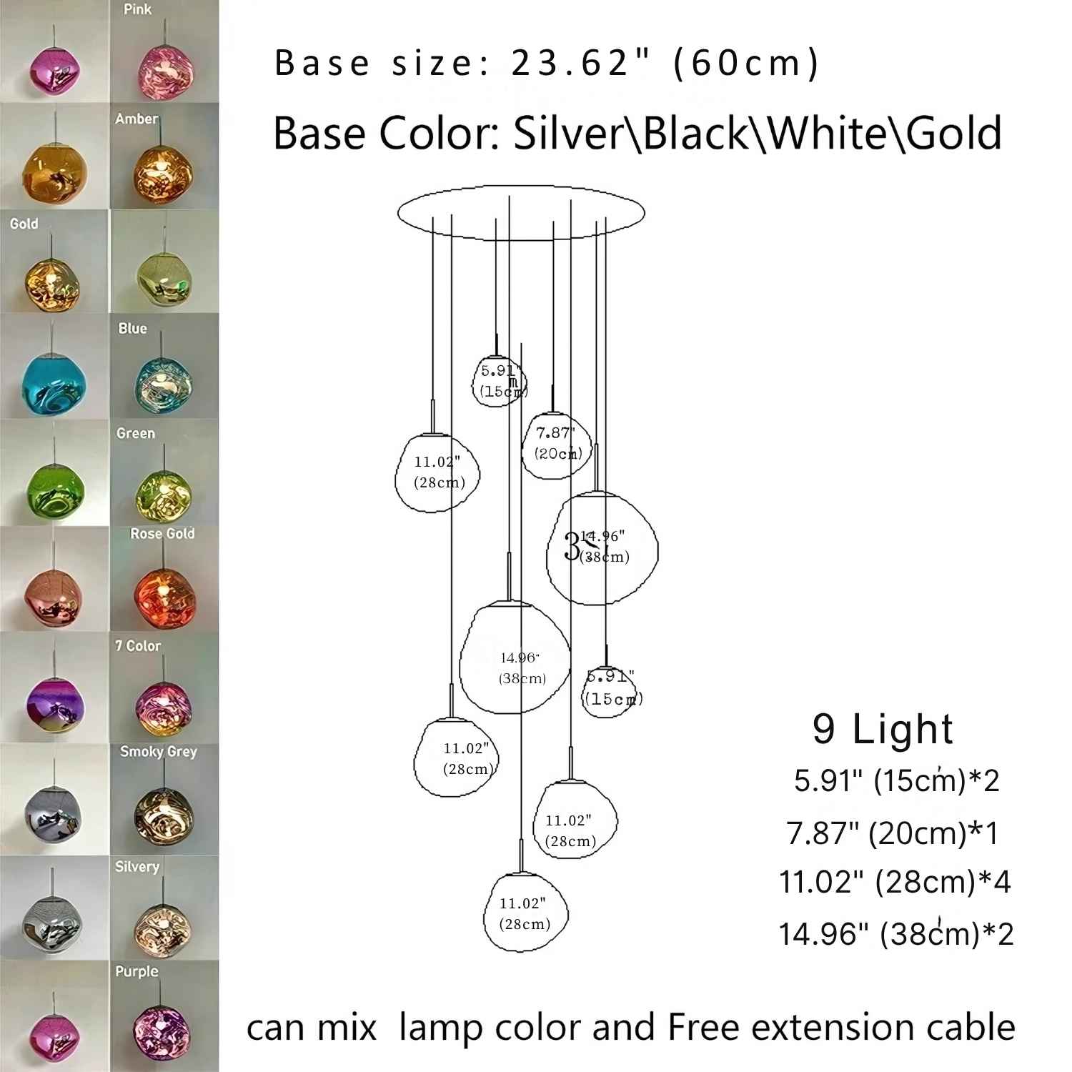 Ruby Contemporary Bubble Glass Pendant Chandelier  Seus Lighting