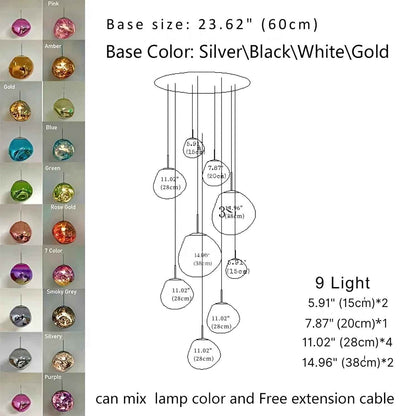 Ruby Contemporary Bubble Glass Pendant Chandelier  Seus Lighting