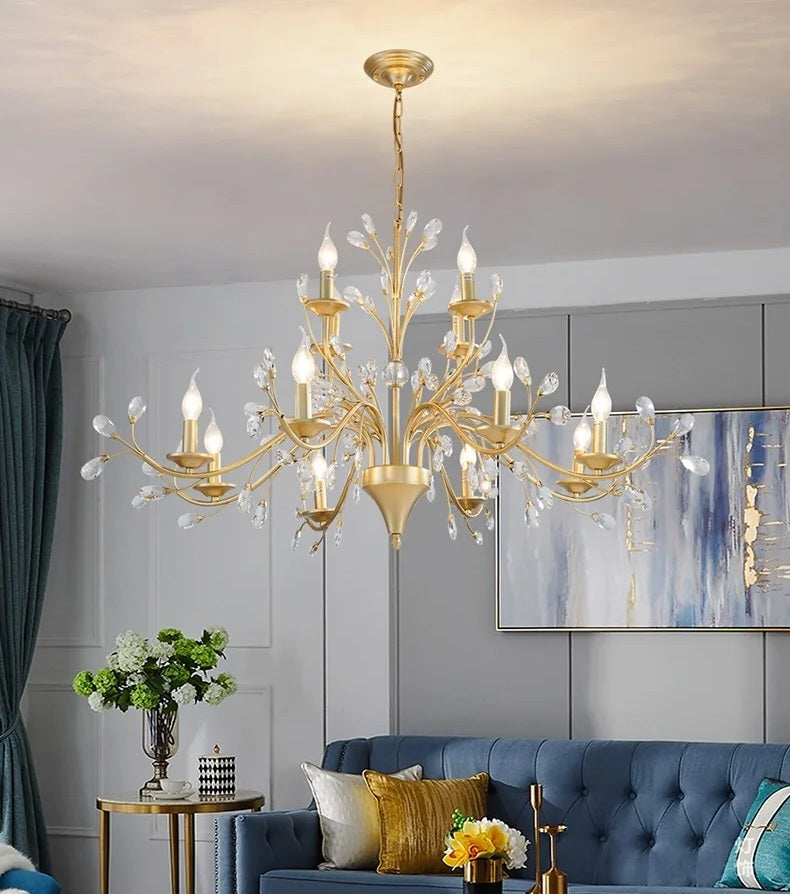 Rustic Wrought Iron Chandeliers 12 Lights Gold-Warm-Light Seus Lighting