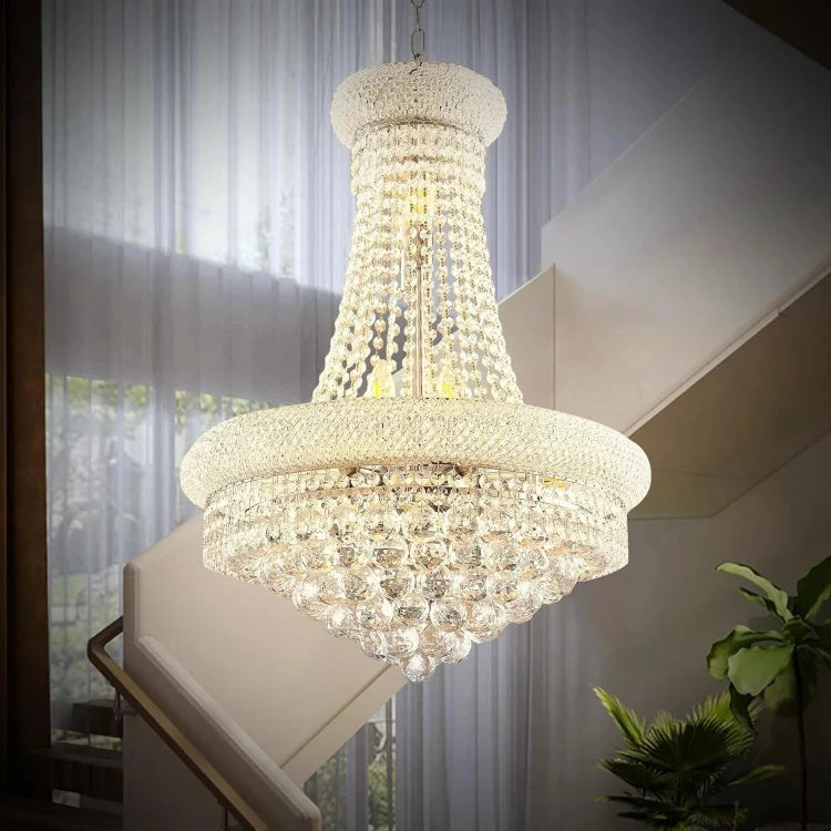 Sansa Chrome Raindrop Crystal Pendant Chandelier, crystal raindrops on a chrome frame