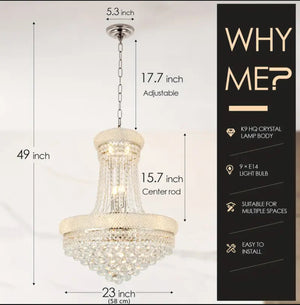 Sansa Chrome Raindrop Crystal Pendant Chandelier  Seus Lighting