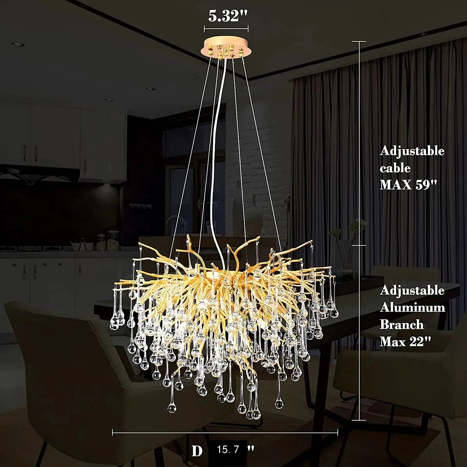 Semsem Clear Crystal Beaded Chandelier  Seus Lighting