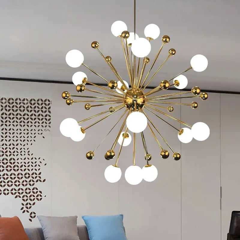 Serenity Gold Brass Sputnik Chandelier Seus Lighting