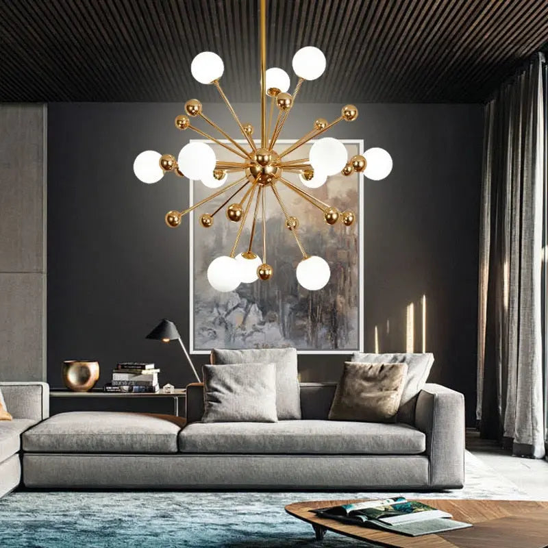 Serenity Gold Brass Sputnik Chandelier