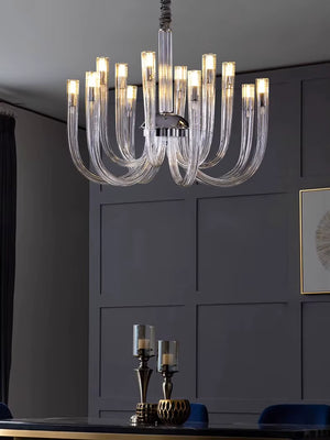 Sesi Mid Century Modern Glass Chandelier 12 Lights Seus Lighting