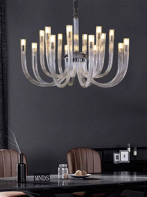 Sesi Mid Century Modern Glass Chandelier 32 Lights Seus Lighting