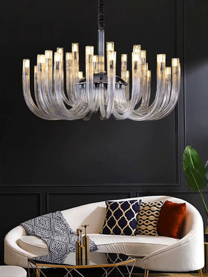 Sesi Mid Century Modern Glass Chandelier  Seus Lighting