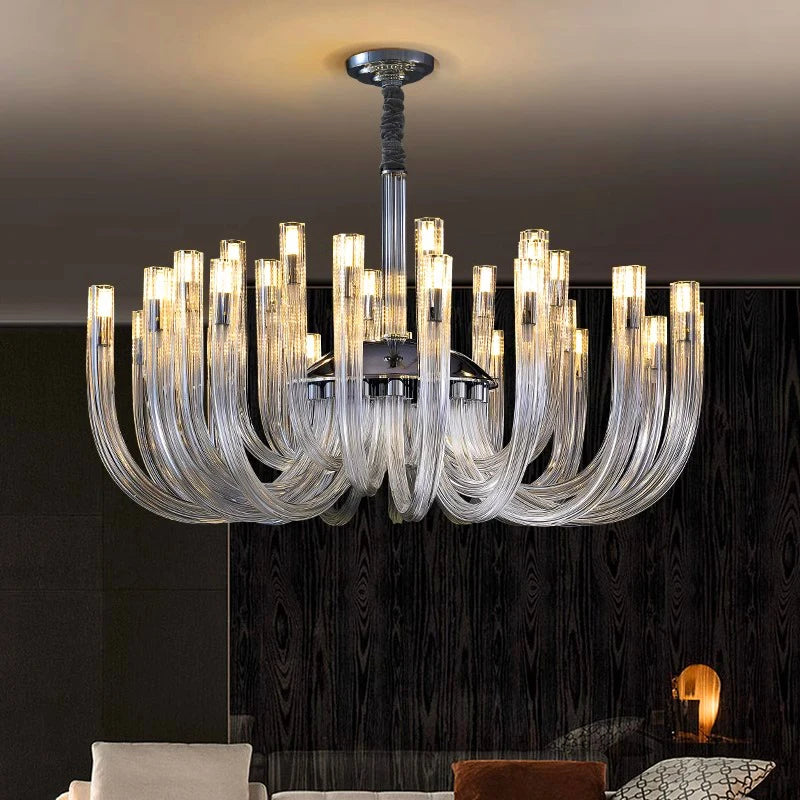 Sesi Remote Control Mid Century Modern Glass Chandelier  Seus Lighting